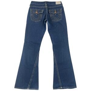 True Religion Joey Big T Flare Jeans USA Made Dark Wash Low Rise Denim Y2K - 28